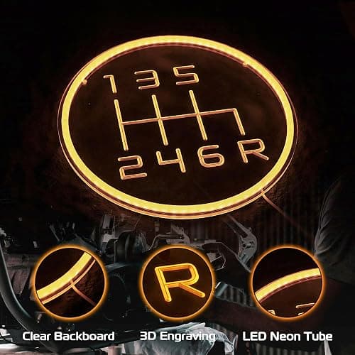 Kavaas Gear Shift Neon Sign, 3D Engraved Manual Transmission Lever Neon Sign for Garage Decor | LED Garage Signs for Car Room Decor, Auto Repair Workshop, Man Cave - Best Gifts for Dad, Car Enthusiast (GS2G) thumbnail 4