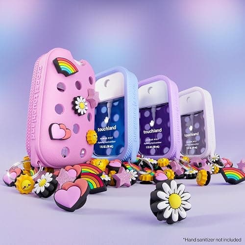 Touchland x Crocs Limited Edition Mist Case 1 Fl. OZ., Stylish Hand Sanitizer Spray Accessory, with 5 Jibbitz Charms and Keyring, Cloudwave Blue Color thumbnail 4