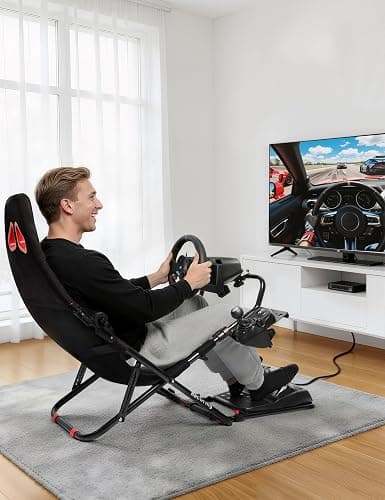 RACGTING Racing Simulator Cockpit for G920 G29 G923, Foldable Racing Simulator for Thrustmaster T248X T248 T300 T150 458 TX Xbox PS5 PS4 PC (Black) thumbnail 7