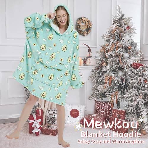 Mewkou Wearable Blanket Hoodie for Adult,Oversized Sherpa Fleece Blanket Hoodie for Women Men,Cute Avocado thumbnail 6