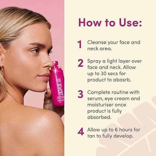 Coco & Eve Antioxidant Tanning Micromist. Sunless Self Tanning Face Mist with Antioxidants to Boost Hydration. Quick, Flawless, Streak Free Face Tan. (2.54 fl oz) thumbnail 7