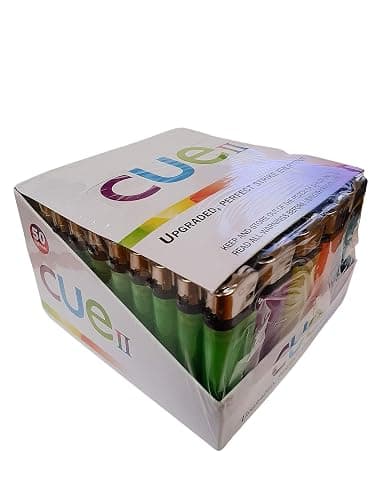 CUE II Classic Lighters, Assorted Colors, Regular Size, Long Lasting, 50-Count Tray thumbnail 3