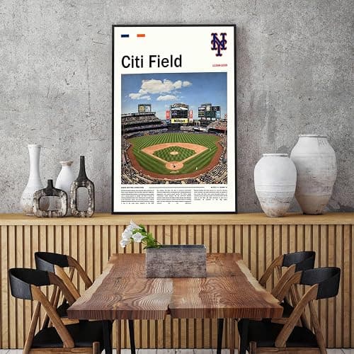 CitiFieldew Stadium Poster (L24 xW16 Canvas) New York Ballpark Wall Art Print, Mets Retro Sports Poster, Gift for Baseball Fans Supporters thumbnail 4