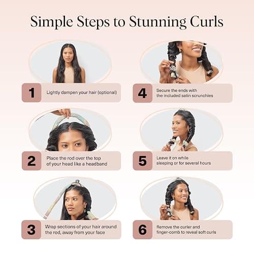 Kitsch Satin Heatless Curling Set – Heatless Curls Overnight with 34" Hair Curler & 2 Satin Scrunchies – Comfortable Hair Curlers to Sleep In for Frizz-Free, No Heat Damage Styling - Aura thumbnail 7