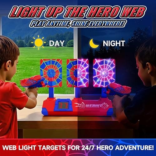 Shooting Toys for 3-12 Year Old Boys, Hero Styles with Glowing Web&Sounds,LCD Scoring and Auto Reset 3 Shooting Targets,Indoor Outdoor Kids Family Games Christmas Birthday Gifts for Boys Toys Age 3-12 thumbnail 3