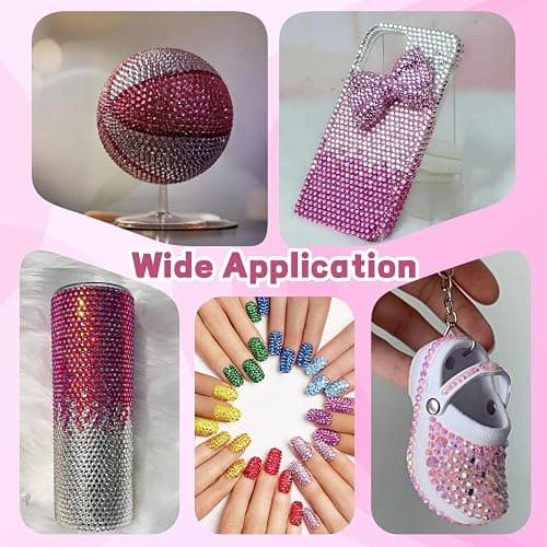 20000Pcs Pink Rhinestones for Bedazzling with 3Pcs B7000 Jewelry Glue, Resin Rhinestones for Crafting Crafts，Bedazzler Kit Flatback Gems for Clothing Shoes Tumblers Nail Art thumbnail 6