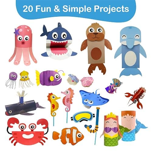 Craftikit® 20 Under The Sea Arts & Crafts Kits for Kids – Mermaid & Sea Animal Paper Crafts for Girls & Boys Ages 4-10 – Preschool Art Supplies & Toddler Craft Set thumbnail 4