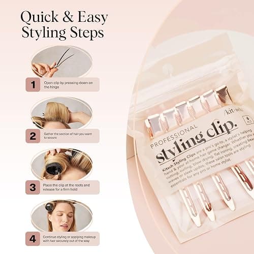 Kitsch Professional Alligator Clips for Hair Styling – 3.5" Aluminum Hair Sectioning Clips for Salon & Makeup Application | Ideal Gifts for Women – Rose Gold, 6 Pcs thumbnail 7