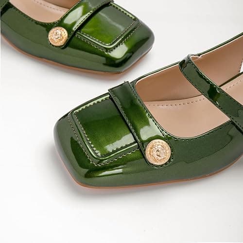 Slingback Mary Jane Heels for Women Low Block Heel Closed Square Toe Pump Shoes Heels Classic Daily Office Dressy Shoes thumbnail 6