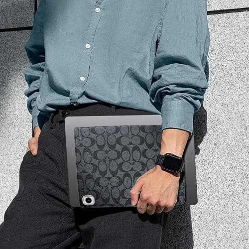 HYHCF Designer Compatible iPad 10.2 inch Case,9th/8th/7th Generation(2021/2020/2019) iPad Air 3rd 2019/2017 iPad Pro 10.5" PU Leather with Pencil Holder Soft Back Case,Auto Sleep/Wake Cover-Black thumbnail 5