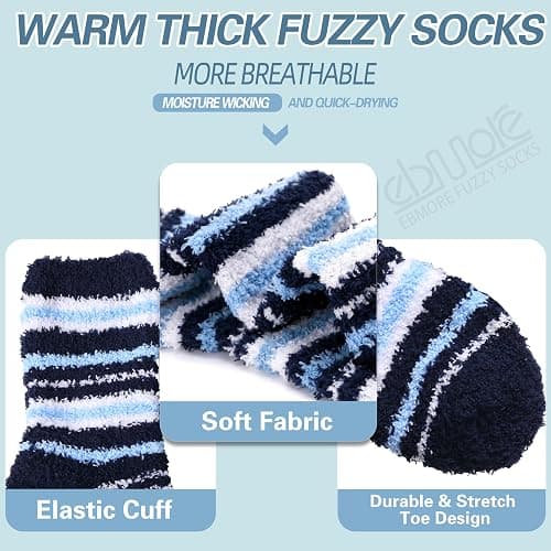 EBMORE Fuzzy Socks Warm Winter Slipper Fluffy Sleep Cozy Comfy Cabin Socks for Mens Womens thumbnail 4