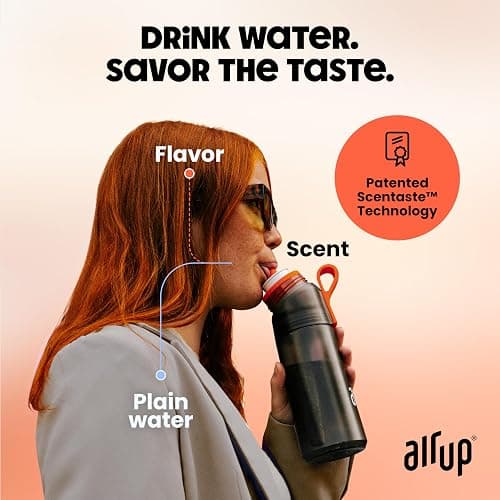 air up® water bottle (22 oz) for school, sports, gym | includes 5 scent pods & straw | flavored bottle in orange – also for kids, boys, girls | no calories, sugar-free and suitable for carbonation thumbnail 2