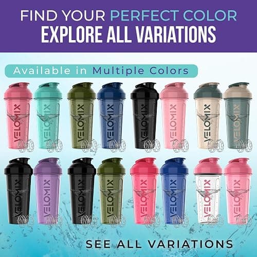 VELOMIX -2 Pack- 28 oz Protein Shaker Bottles for Protein Mixes - 2x Wire Whisk | Leak Proof Shaker Cups for Protein Shakes | Protein Shaker Bottle Pack (Black/Transparent) thumbnail 4