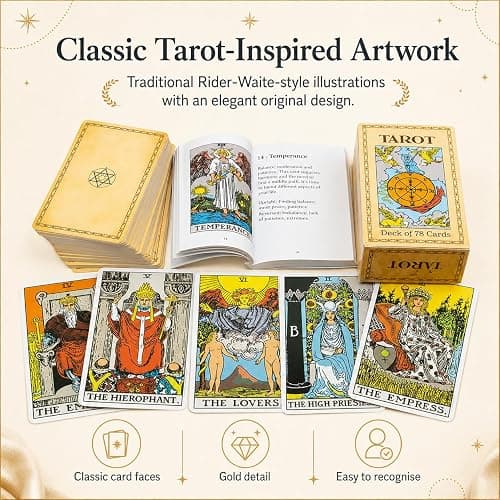 Qualis 78 PCS Original Tarot Cards And Book For Beginners Set | Deck with 100 Page Guide Book | Tarot Card Set By Pamela Colman - Smith-Waite Rider Deck For Beginners thumbnail 6