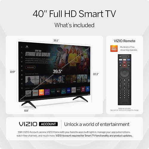 VIZIO 40-inch Full HD 1080p Smart TV with DTS Virtual: X, Alexa Compatibility, Google Cast Built-in, Bluetooth Headphone Capable, (VFD40M-08 New) - 40 inch thumbnail 3