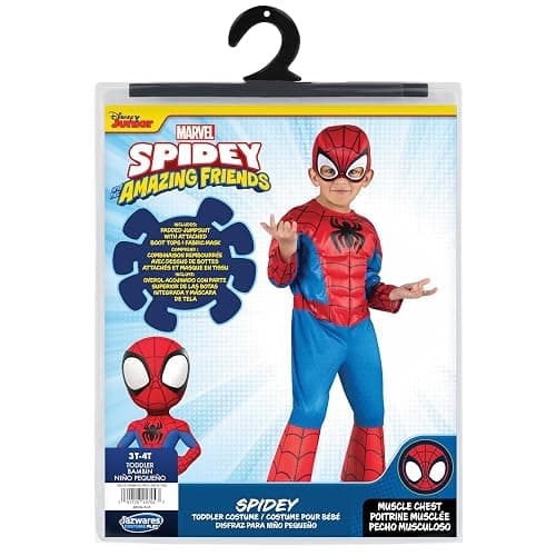 MARVEL Official Toddler Deluxe Halloween Costume - Premium Quality Padded Jumpsuit and Fabric Headpiece (3T-4T) - Image 1