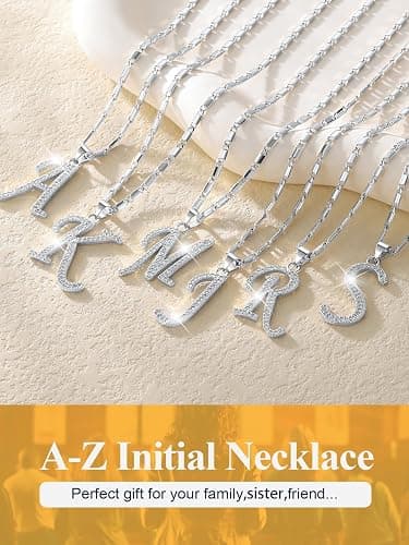 U7 Initial Necklace for Women, Gold/Platinum Plated CZ Crystal Letter A-Z Pendant Necklace, Shiny 20 Inch Name Chain Dainty Personalized Jewelry for Men Mom Wife Friend thumbnail 7