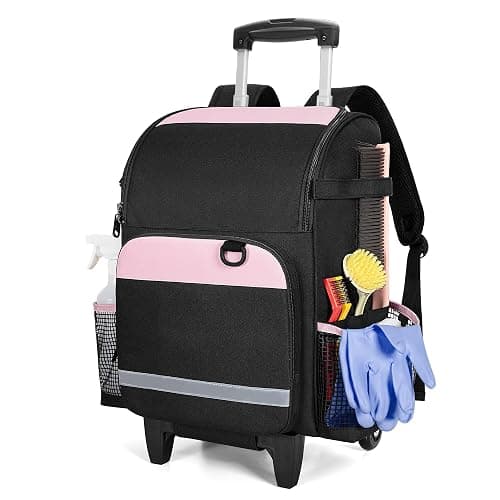 LoDrid Rolling Cleaning Backpack with Detachable Trolley, Professional Cleaning Supply Bag with Wheel, Mobile Cleaning Cart with Handle and Shoulder Strap, Cleaning Bags for House Cleaners, Bag Only - Image 1