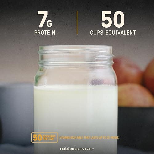 Nutrient Survival Vitamin Powdered Milk, Freeze Dried Prepper Supplies & Emergency Food Supply, 21 Essential Nutrients, Soy & Gluten Free, Shelf Stable Up to 25 Years, One Can, 50 Servings thumbnail 2