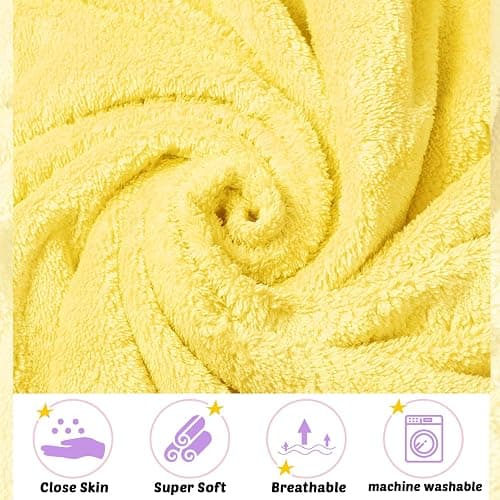 Reginary 4 Pack Baby Hooded Towels Coral Fleece Baby Bath Towels 30 x 30 Inch Soft Absorbent Hooded Bath Blanket for Newborn Toddler Infant Boy Girl Shower Gift Supplies (Pink, Purple, Yellow, Beige) thumbnail 5