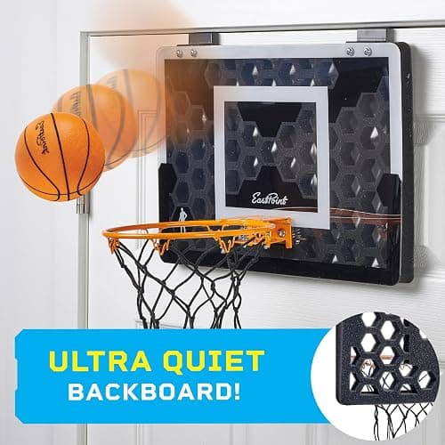 EastPoint Sports Shh Sports Over-The-Door Basketball Set – Silent Bounce Foam Ball, 18" x 12" Backboard – Ages 8+ thumbnail 2