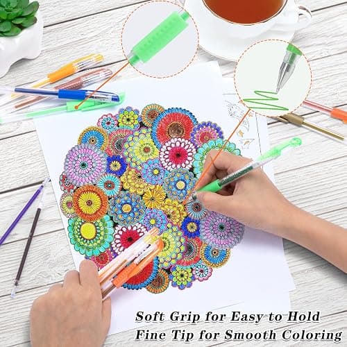 Aen Art Gel Pens for Adult Coloring Books, 160 Pack Artist Colored Gel Pen with 40% More Ink, Black Case. Perfect for Drawing Doodle Crafts Journaling Planner thumbnail 6