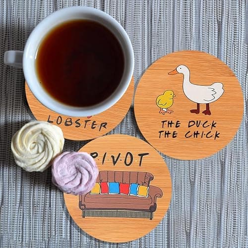 Friends TV Show Merchandise,Friends Drinks Coasters Set of 6,Bamboo Coasters with Holder,Friendsgiving Gift Ideas, for Friend thumbnail 2