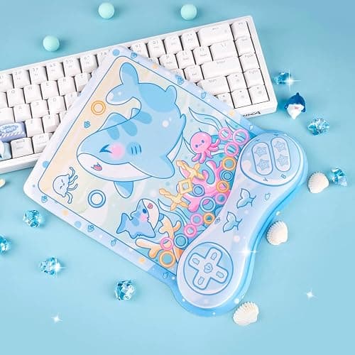 BelugaDesign Shark Mousepad | Cute Kawaii Anime Pastel Blue Mouse Pad | Ocean Underwater Nonslip Mat for Gaming Computer Laptop Keyboard Desk Accessory | Padded Squishy Wrist Rest for Easy Typing thumbnail 4