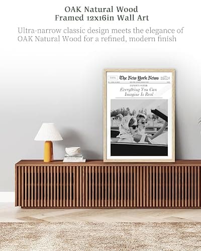 iHery Everything You Can Imagine Is Real Framed Trendy NewsPaper Wall Art, Natural OAK Wood 12x16in Canvas Wall Art Decor For Bedroom, Vintage Hot Girls Prints Living Room Home Décor 1Pack thumbnail 2