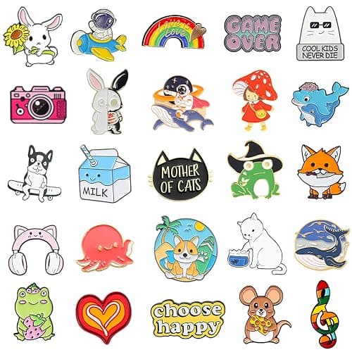 SINCCO 20/40/50 Pcs Cute Enamel Backpack Pins, Funny Anime Enamel Lapel Pins Bulk Set Cool Brooch Button Pins Badge Aesthetic for Backpacks, Bag, Jacket, Kids, Girls, Festival Present (Random Style) thumbnail 3