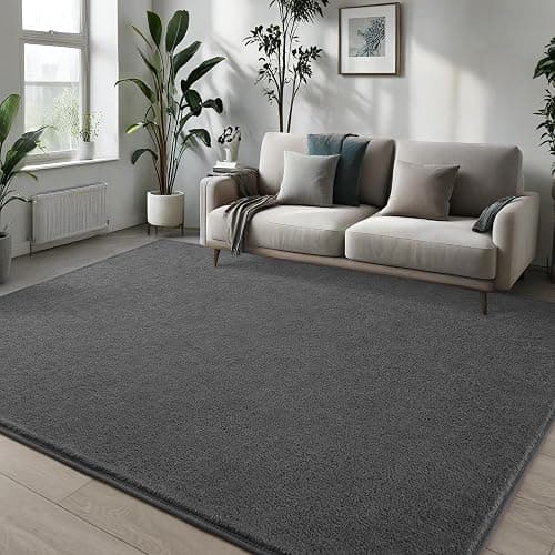 Pettop 4x6 ft Dark Grey Area Rugs for Bedroom Living Room, Washable Memory Foam Indoor Carpet, Modern Aesthetic Minimalist Non Slip Soft Comfy Carpet for Boys Girls Dorm Home Decor thumbnail 3