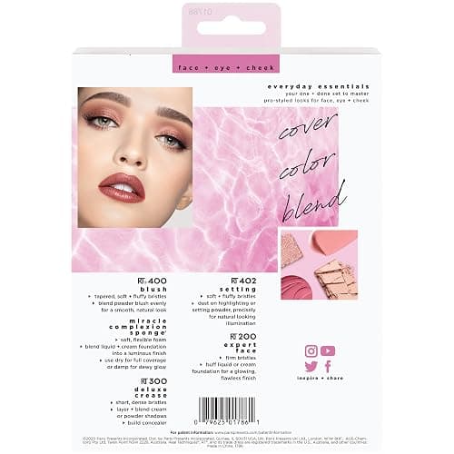 Real Techniques 5 Piece Everyday Essentials Makeup Brush Set, Includes 4 Brushes & Makeup Sponge, For Foundation, Blush, Bronzer, Contour, Eyeshadow, & Powder, Travel Gift Set, Cruelty-Free & Vegan thumbnail 22