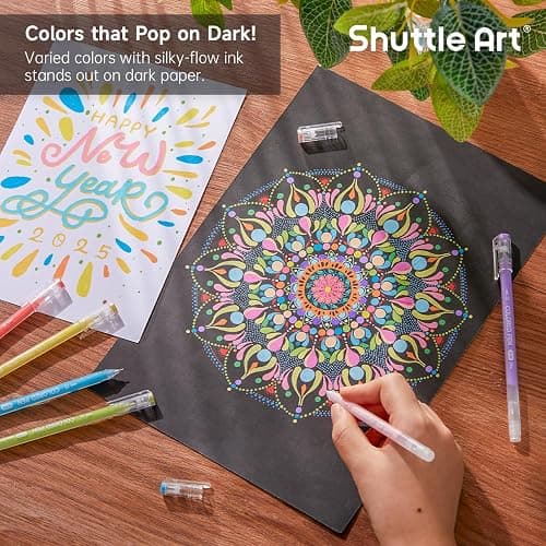 Shuttle Art Colored Pens, 24 Pastel Tone Colors Cute Journal Pens 0.6mm Fine Point Colored Gel Pens for Black Paper Adult Coloring Writing Drawing Journaling Note Taking School Office Home thumbnail 6