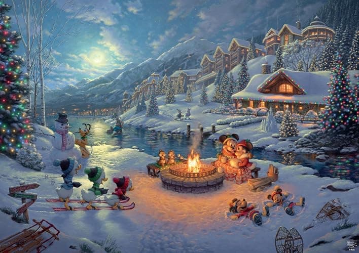 Ceaco - Thomas Kinkade Disney - Mickey and Minnie - 500 Piece Jigsaw Puzzle | For Adults, Made in USA, Includes Poster, Giftable, Frameable Art thumbnail 2