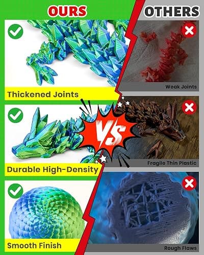 TBOLINE 12" 3D Printed Dragon Egg, Christmas Stocking Stuffers for Kids Boys, Cool 3D Printer Articulated Crystal Dragon Toy for Boys Kid Teen, Animals Fidget Toy Dinosaur Eggs for 5-7 4-6 8-12 thumbnail 8