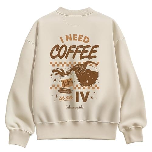 HYBRID APPAREL Gilmore Girls - Lukes Coffee In An IV - Ladies Oversized Fleece Crew Sweatshirt - Image 1