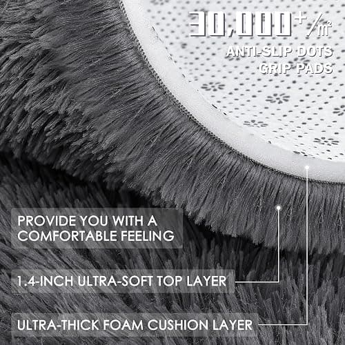 OLANLY 5x8 Machine Washable Large Area Rugs for Living Room, Bedroom, Soft Fluffy Shaggy Bedside Rug, Indoor Floor Carpet for Kids Girls and Boys, Dorms, Nursery, Home Decor Aesthetic, Grey thumbnail 8