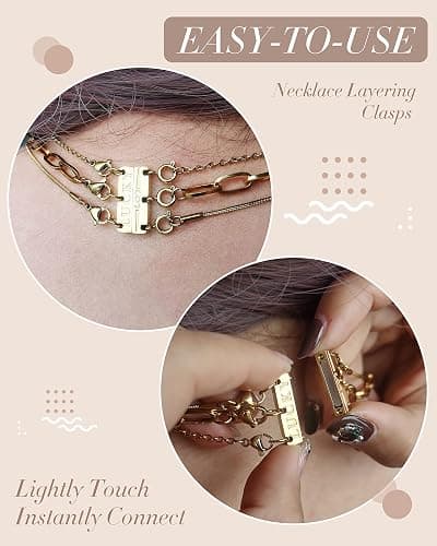 OHINGLT Lucky Necklace Layering Clasps Separator for Stackable,14K Gold and Silver Plated Multiple Necklace Clasps for Women thumbnail 2