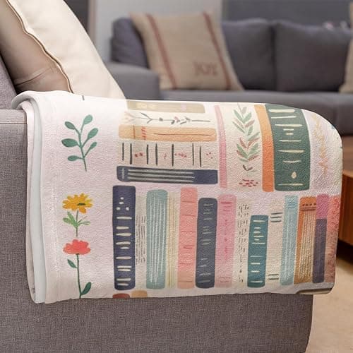 Mahrokh Book Lovers Gifts, Reading Blanket for Readers, Bookish Book Club Reading Librarian Gifts Blanket 60"x50" (Pink) thumbnail 4
