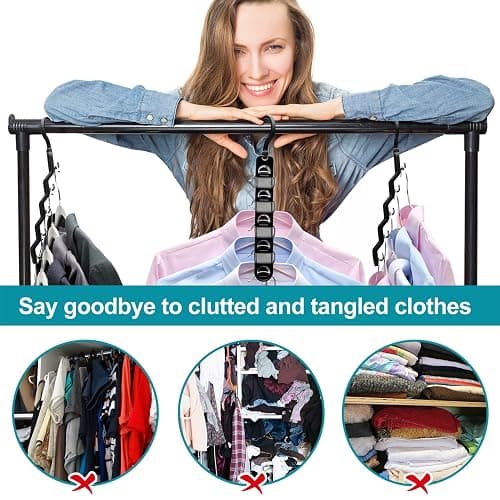 Closet Organizers and Storage,Upgraded Organization and Storage Clothes Hanger,12 Pack College Dorm Room Essentials,Sturdy Closet Organizer Home Essentials Space Saving Hangers for Thick Clothe thumbnail 3