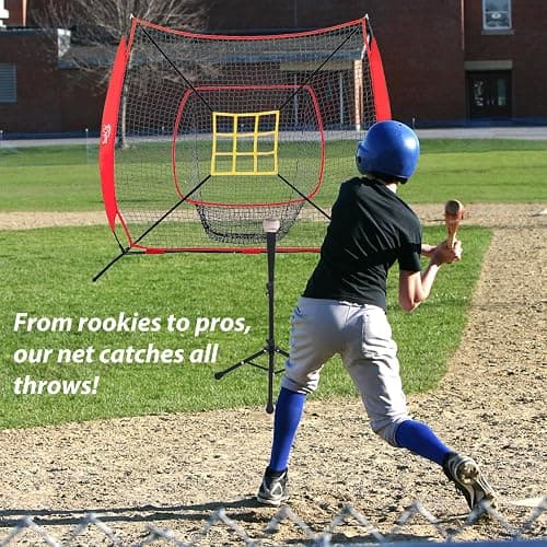 YeahChi 7×7FT Baseball net, Pitching net with Strike Zone Target, Baseball&Softball Practice net with Sturdy Bow Frame and Stable Base,Portable Practice net for All Ages and All Skilled Levels thumbnail 8