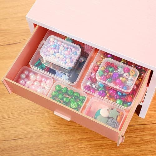 SATINIOR 24 Packs Small Clear Plastic Beads Storage Containers Box with Hinged Lid for Storage of Small Items, Crafts, Jewelry, Hardware (1.7 x 1.7 x 0.8 Inches) thumbnail 7