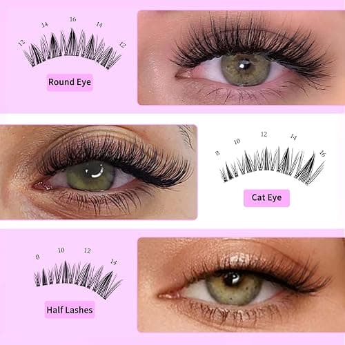 VEYESBEAUTY Manga Lash Clusters Eyelash Extensions Thin & Invisible Band DIY Individual False Eyelashes Newbie's Five-Second Series Wispy Lash Tray for Self-application, Lashes 8-18mm Mixed Length thumbnail 6