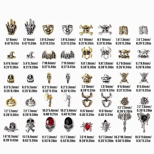 3D Halloween Nail Charms, 75 Pcs Retro Ghost Claws Spider Skull Metal Nail Art Charms Skeleton Pumpkin Nail Gems Rhinestones Nail Accessories for Nail Decorations DIY Crafts (Multi-Colored) thumbnail 2