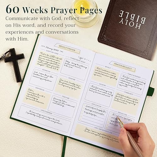 JUBTIC Prayer Journal for Woman, Christian Planner, Bible Journal with Verse, 60 Weeks Scripture, Faith & Devotional Journal, Bible Study Notebooks for Note Taking, Christian Gifts (Dark Green) thumbnail 5