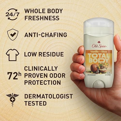 Old Spice Whole Body Deodorant Stick for Men, Aluminum Free, Vanilla + Shea Scent, 24/7 Odor Protection, 24/7 Lasting Freshness, Dermatologist Tested, Gentle on Skin, Safe to Use All Over, 3.0 oz thumbnail 3