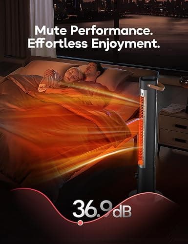 Patio Heater for Outdoor Use, Infrared Electric Outdoor Heater, 1500W Instant Heating, 60-Degree Oscillation, 9 Heat Levels, 9H Timer, Remote, for Garage, Backyard, Large Room, Indoor, 32.2", Black thumbnail 6