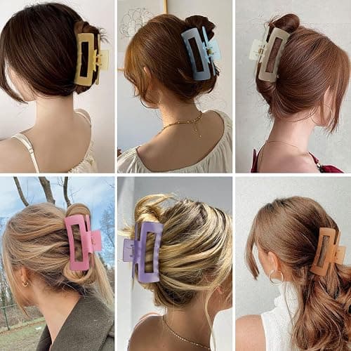 Sisiaipu 4 Inch Big Hair Claw Clips 6 Pcs Large Claw for Thick Hair Square Hair Clips for Women Rectangle Hair Clips Nonslip Acrylic Banana Jaw Clips Hair Accessories for Girls (Ice Cream) thumbnail 7