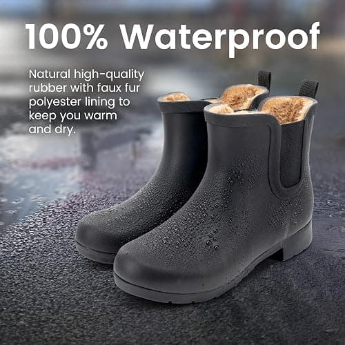 Chooka Women’s Waterproof Chelsea Bootie – Plush Lined, Slip-On Rain Ankle Boots thumbnail 3