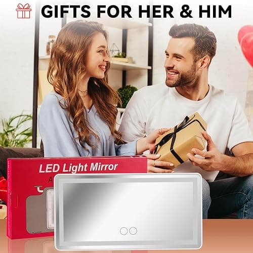 Feisate Car Visor Mirror with Rechargeable LED Light- 3 Light Modes & Dimmable Touch Screen- Big Sun Visor Vanity Mirror for Truck- Passenger Side Girly Car Accessories for Women Girl Interior- White thumbnail 5